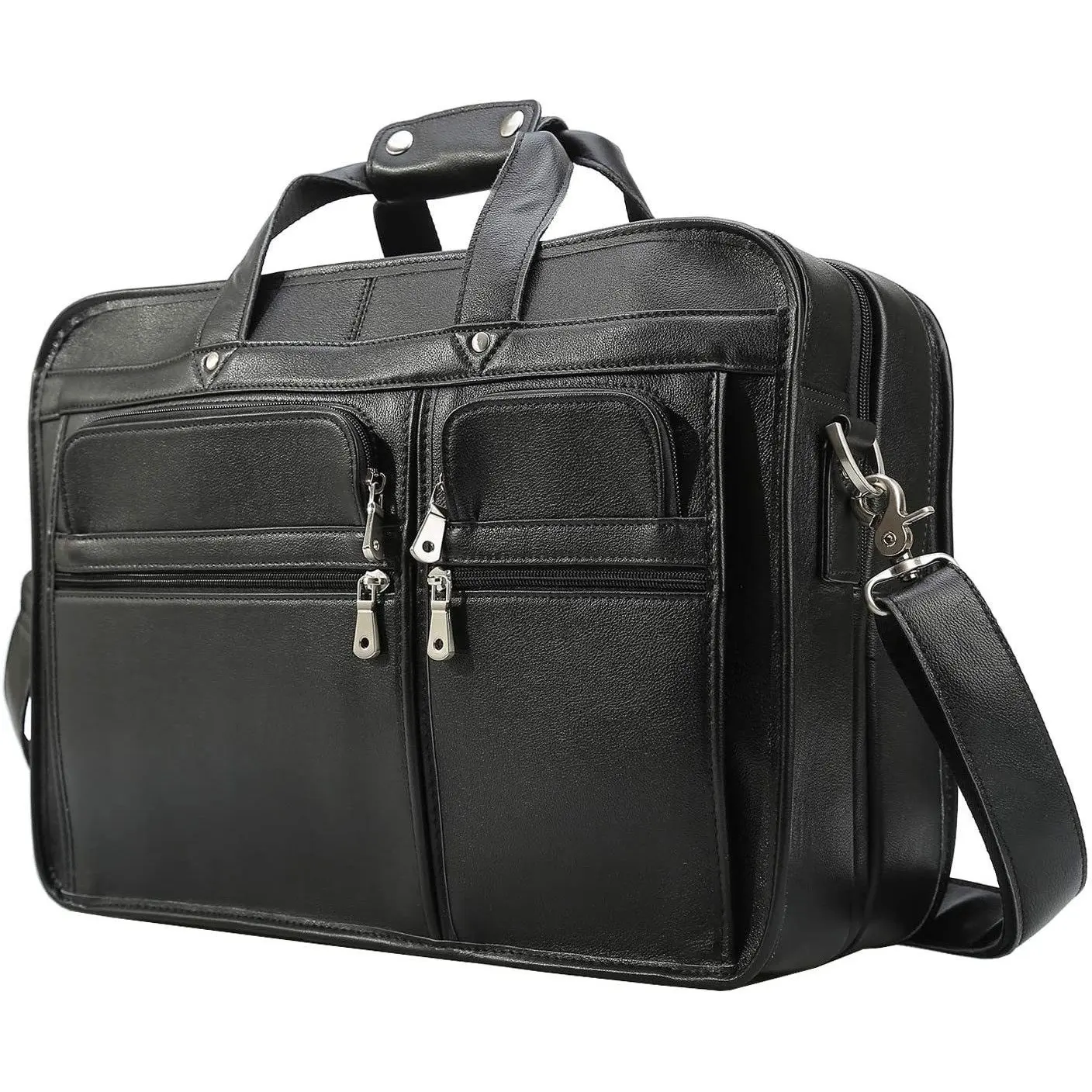 Vintage Leather Mens Briefcase With Pockets Cowhide Bag On Business Suitcase Crazy Horse Leather Laptop Bags 2019 Design