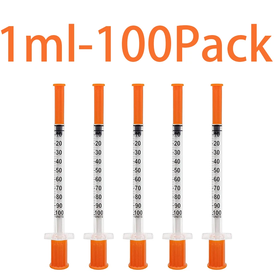 100/50 stuks 0,5/1 ml spuiten met naalden, individueel verpakt voor laboratorium- en dierenbenodigdheden