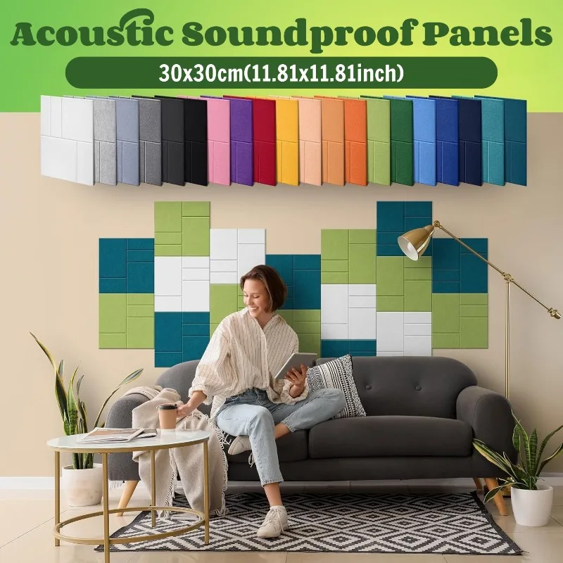 Acoustic Soundproof Panels for Walls Sound Absorbing Wall Panels Noise Reduction Studio Home Office Recording Room 6/12 Pack