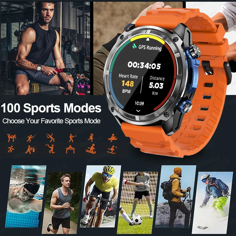 GUHUAVMI водонепроницаемые умные часы для плавания, шестиосевой датчик, спортивные 4 ГБ памяти, GPS-карта, умные часы для мужчин, Corning Gorilla Glass