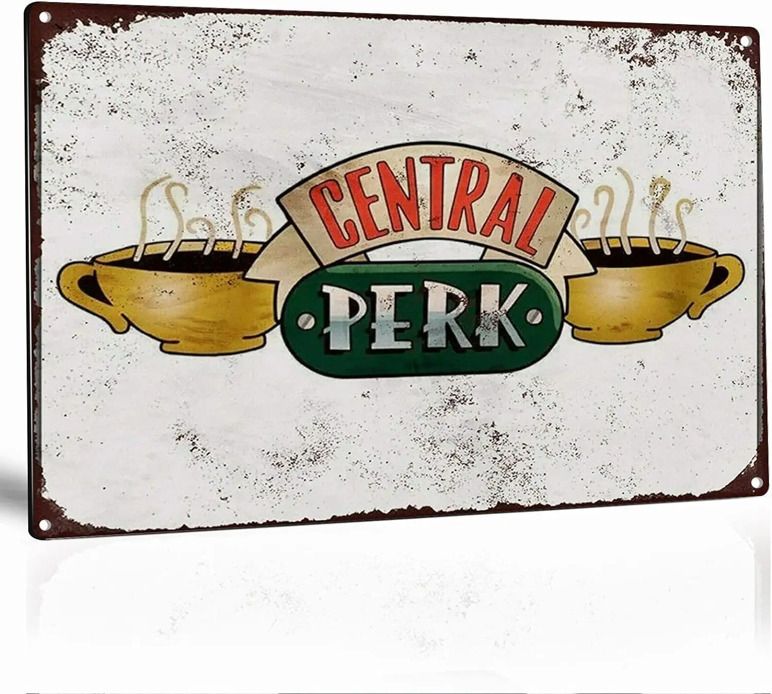 Vintage Metallschilder Weihnachtsdekoration Blechschild Friends Central Perk Metall-Wandschild Cartoon-Blechschild Metallschilder DecorYa