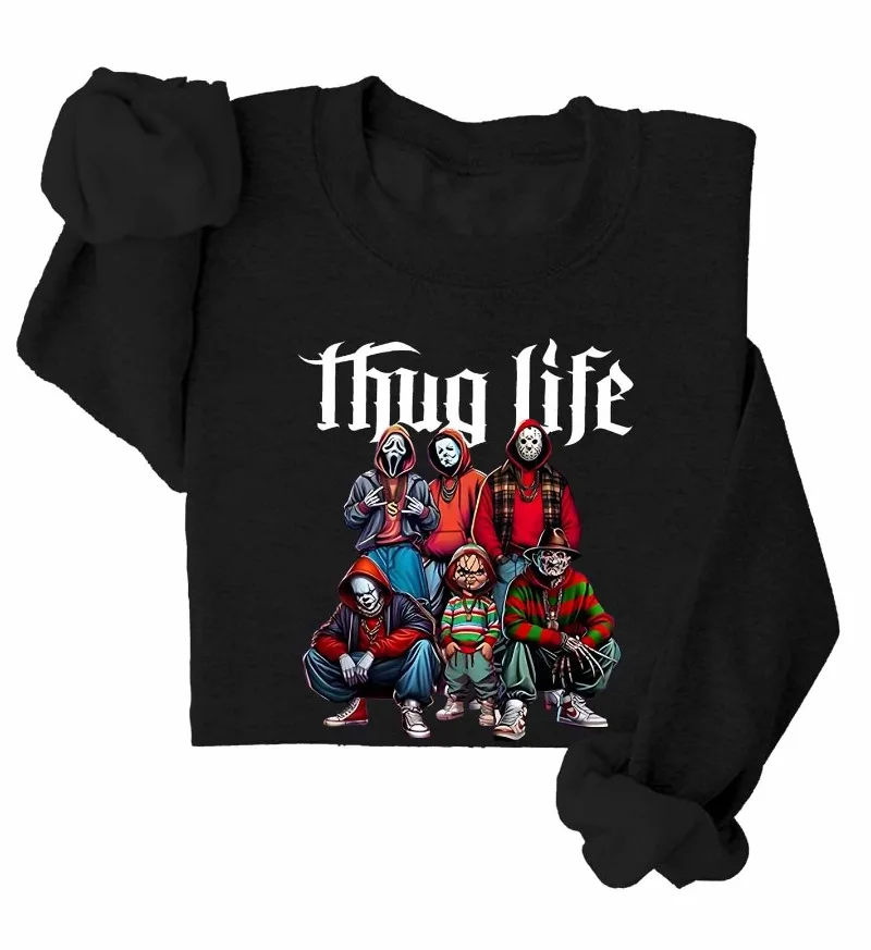 

Thug Life Horror Movie Sweatshirt Friends Horror Character Halloween Shirt Halloween Horror Character Sweatshirt