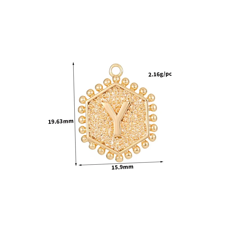 5Pcs Rivet Hexagonal 26 Alphabet Letter Charms DIY Jewelry Making Accessories For Earrings Bracelets Necklace view 6