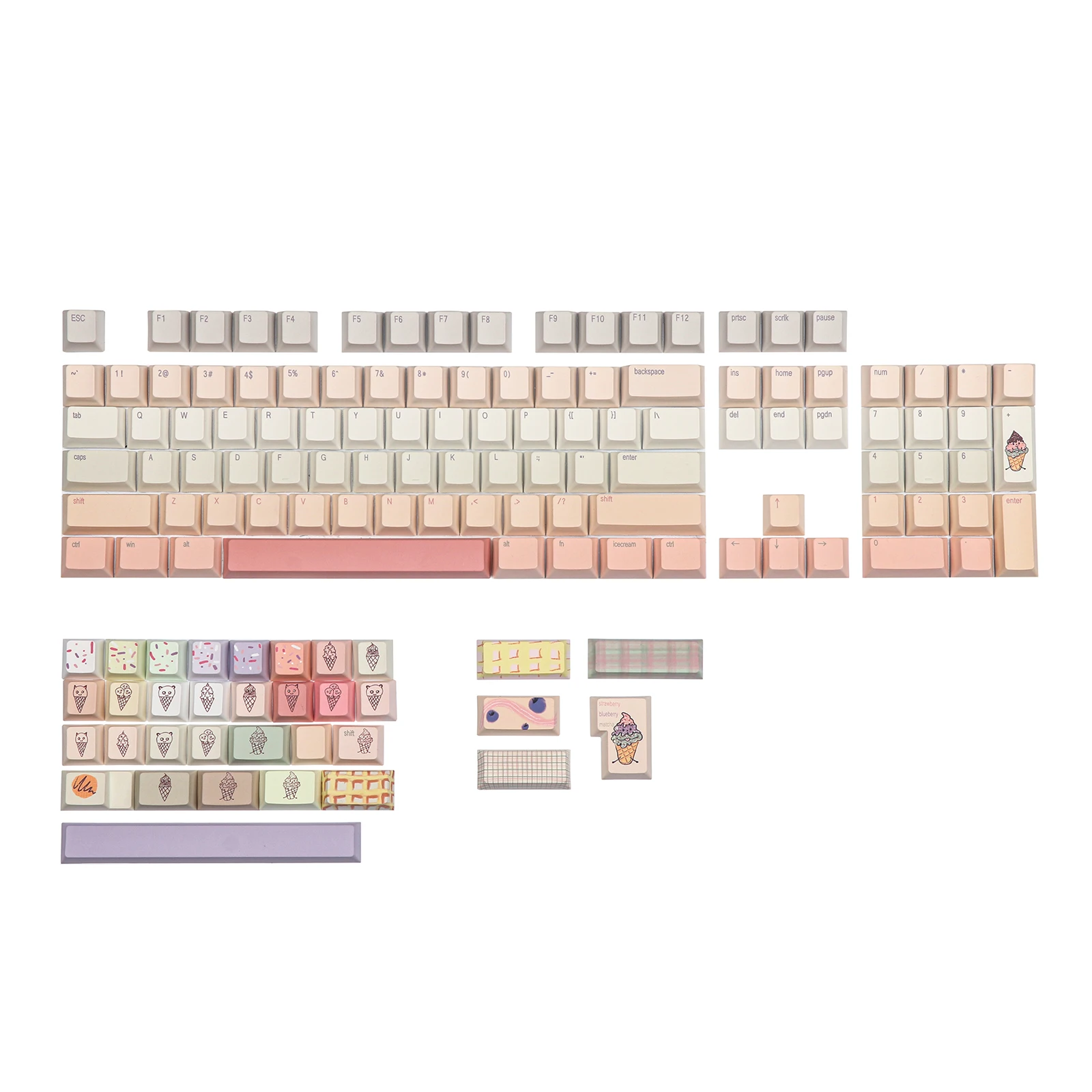 

KiiBOOM X Strawberryjam1986 Berry Cream Keycap Set 137Keys Cherry Profile Side-printed PBT Double-shot Cute Mechanical Keycaps