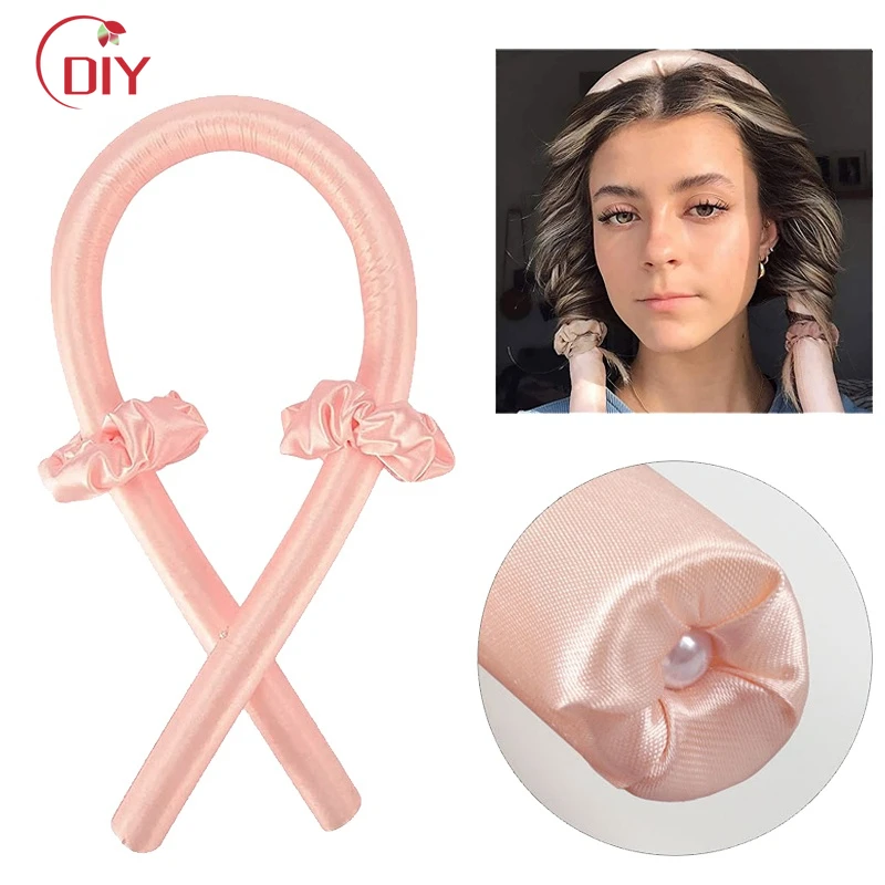 Heatless Curling Rod bando pita sutra Hairwear pengeriting malas tidak ada panas tidur lembut pengeriting untuk Gadis wanita alat Styling