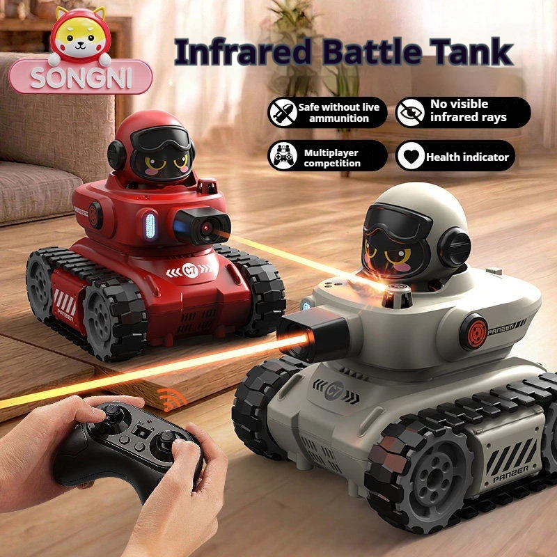 Songni Remote Control Infrared Battle Tank Tracked Multi Player Combat Safe No Bullet Rechargeable Toy For Indoor Leisure Game