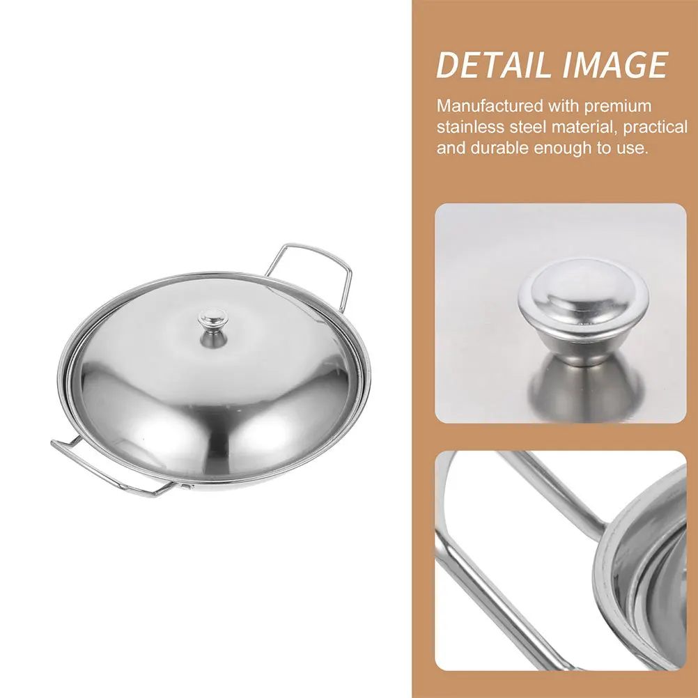 

1Set Stainless Steel Cooking Pan Double Handle Hot Pot Kitchen Hot Pot Household Kitchen Accessory Practical