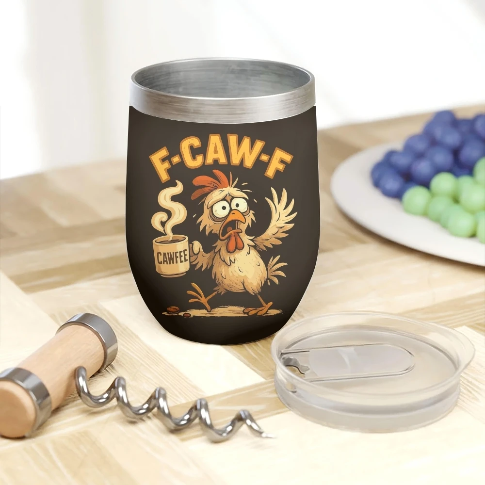 F-CAW-F Rooster Design Vacuum Flasks 12oz Insulated Wine Tumbler Vacuum Coffee Mug Egg Shape Thermos Cup