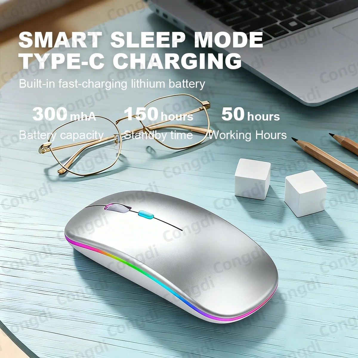 Rechargeable Wireless Computer Mouse 2.4G Bluetooth-Compatible Wireless Mouse USB Silent Gamer Mice For PC Laptop Macbook Tablet