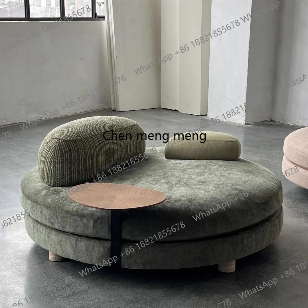 French Cream Style Pebble Sofa Forest Green Fabric Modular Sofa