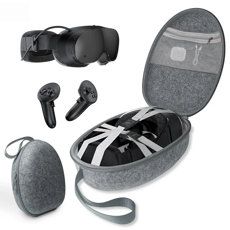 Multifunctional VR Carrying Case for Steam Frame VR & Meta Quest 3 - Universal Headset & Controller Storage Bag Travel Pouch