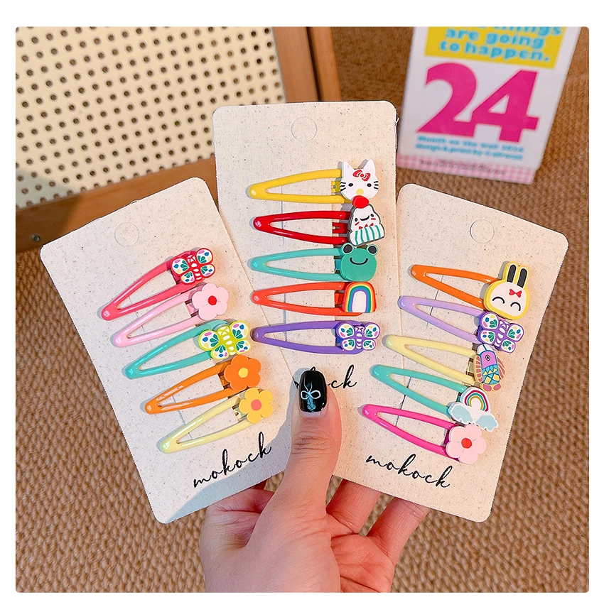 2026 Frühling Neu 5-teiliges Set Niedliche Cartoon-Frucht-Tier-Schmetterling-Haarspangen für Kinder Mädchen Süße Haaraccessoires Modische Kopfbedeckung B – Detail 5