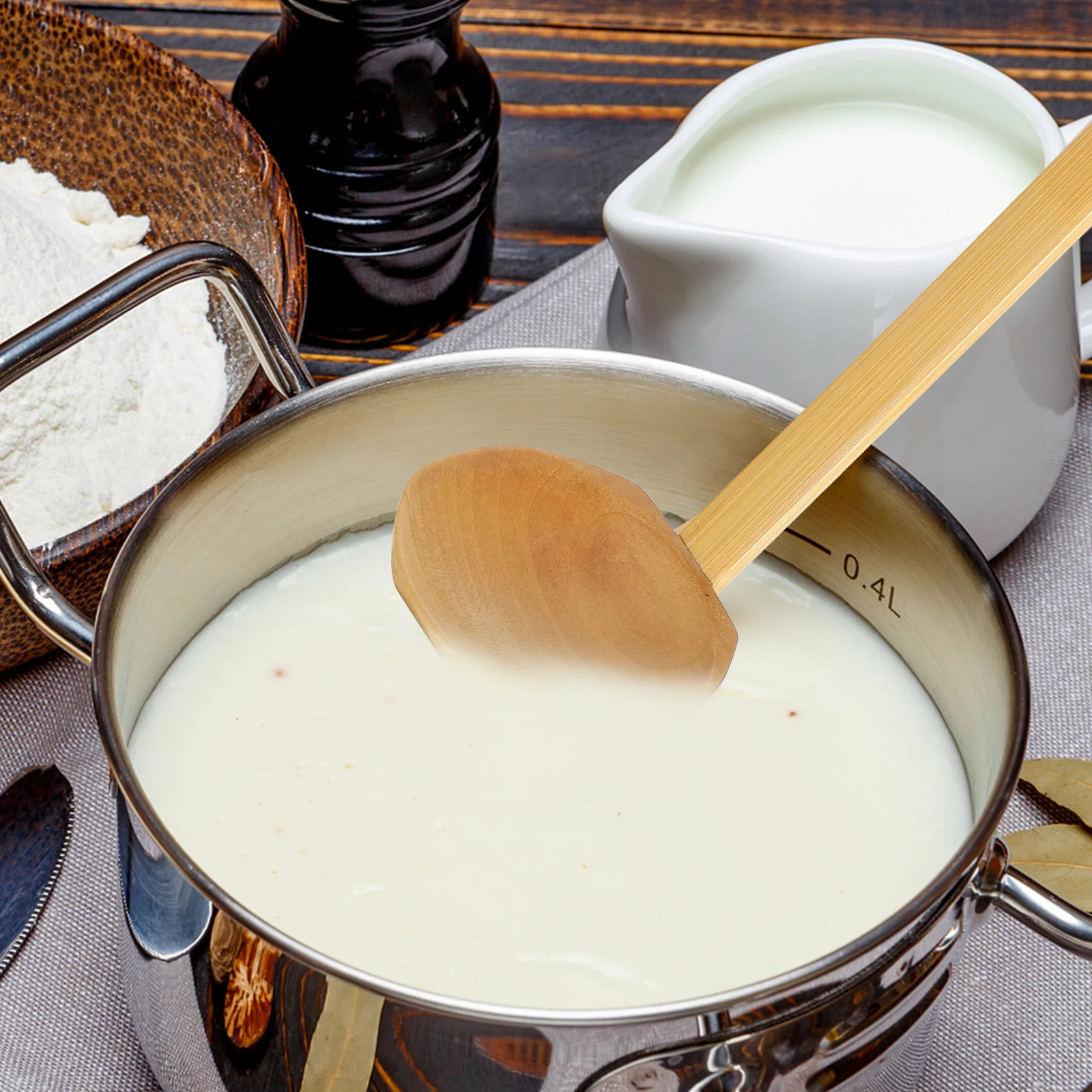 

2Pcs Hotpot Wood Soup Ladle Long Handle Smooth Surface Ergonomic Kitchen Spoon Hotpot Noodles Porridge Serving Scoop