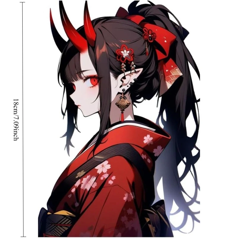 18cm Anime Demon Girl Car Sticker, Kawaii Cartoon Vinyl Decal for Trunk, Gas Tank, Window, Laptop, Otaku Car Accessories