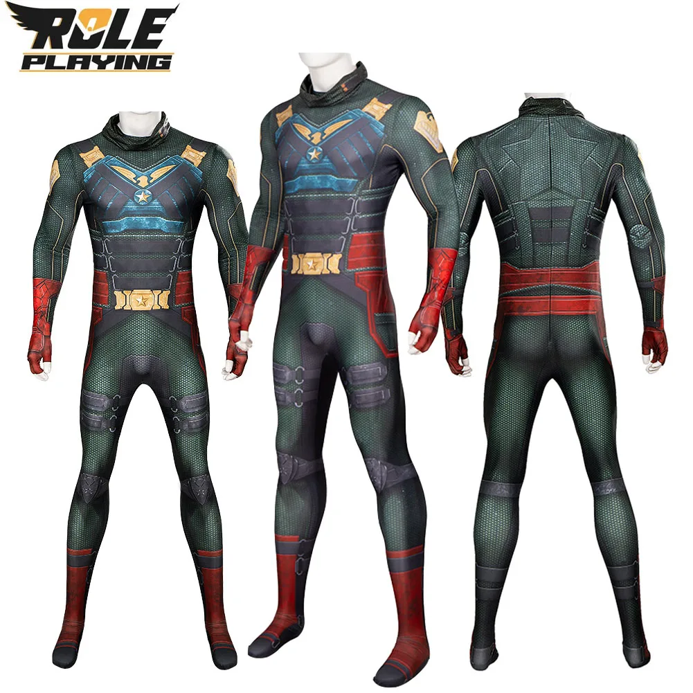 Image of Soldier Boy Cosplay Herren Fantasy Jumpsuit Schal Kostüm TV The Cos Boys Rollenspiel Kleidung Bodysuit Halloween Karneval Party Anzug