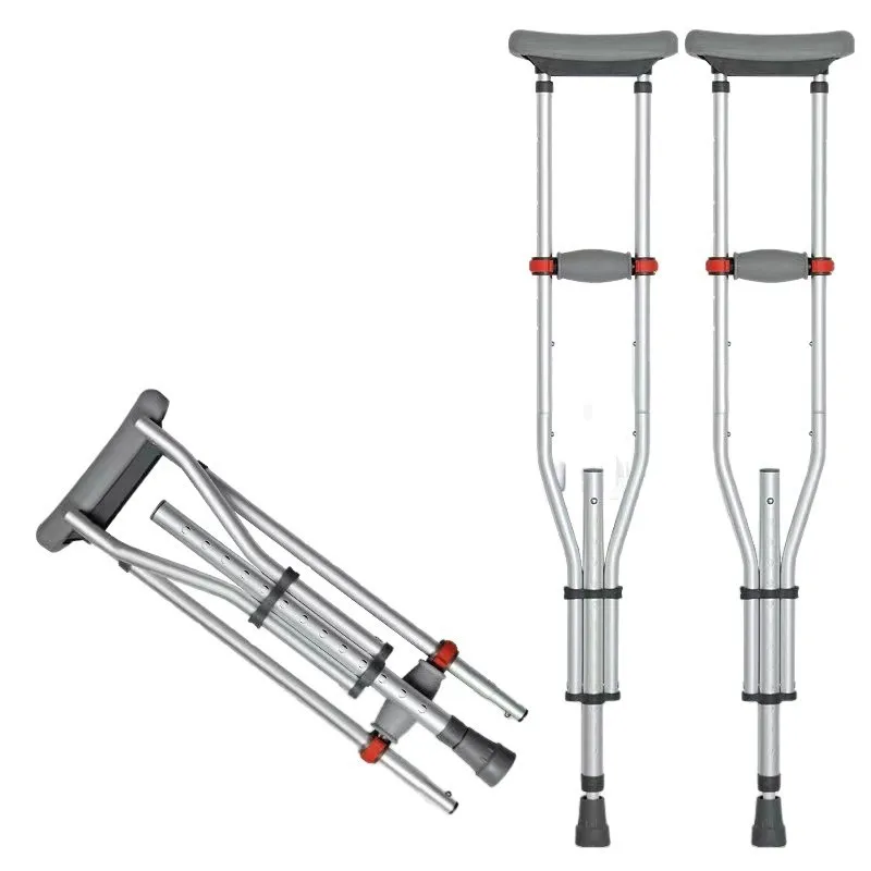 

Aluminum Alloy Underarm Crutch, Adjustable Folding Walking Aid with Soft TPR Underarm Support and Secure Locking Mechanism