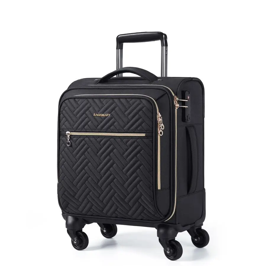 

Carry On luggage Airline approved, 16inch Softside Underseater Travel Suitcase with Spinner Wheels Lightweight Overnight Bag Sma