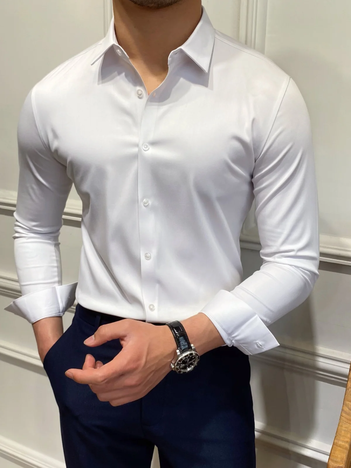 

Mr. Deer Tee's Busin Casual Slim Fit Long Sve irt for Commuting And Office Wear Elastic No Ironing Required Trendy ...