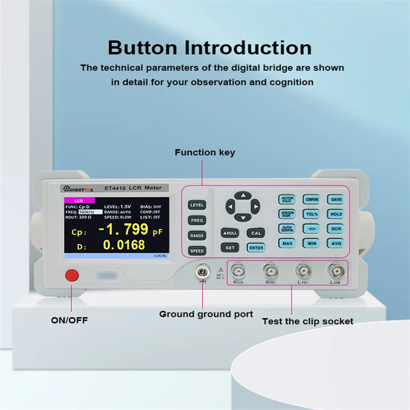 Mustool ET4410 Series Desktop Digital LCR Meter Capacitance Resistance Impedance Inductance Measure LCR Bridge LCR Meter