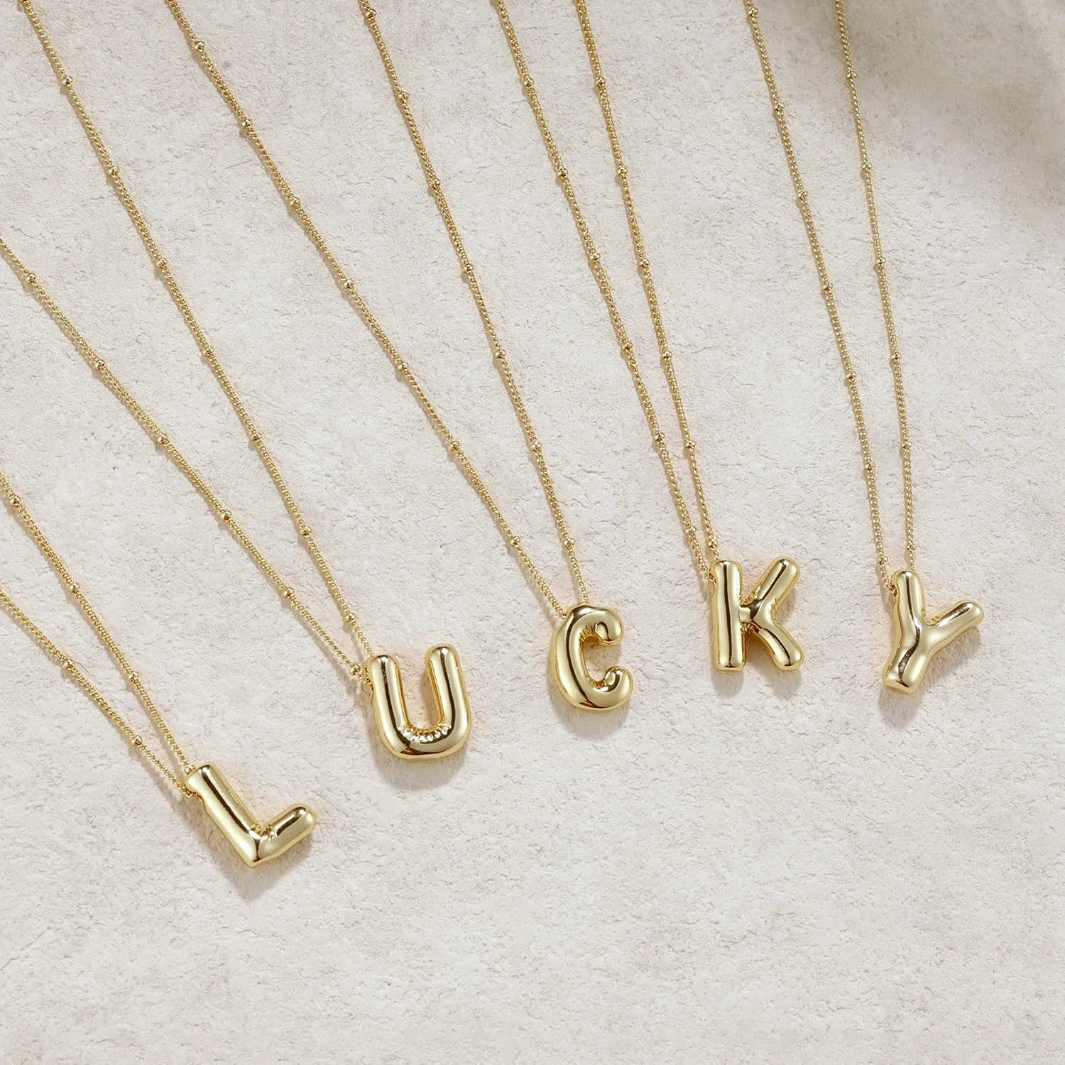 황금 초기 펜던트 뚱뚱한 편지 목걸이 여성 스테인레스 스틸 목걸이 클립 비드 체인 보석 여성 생일 선물 2025