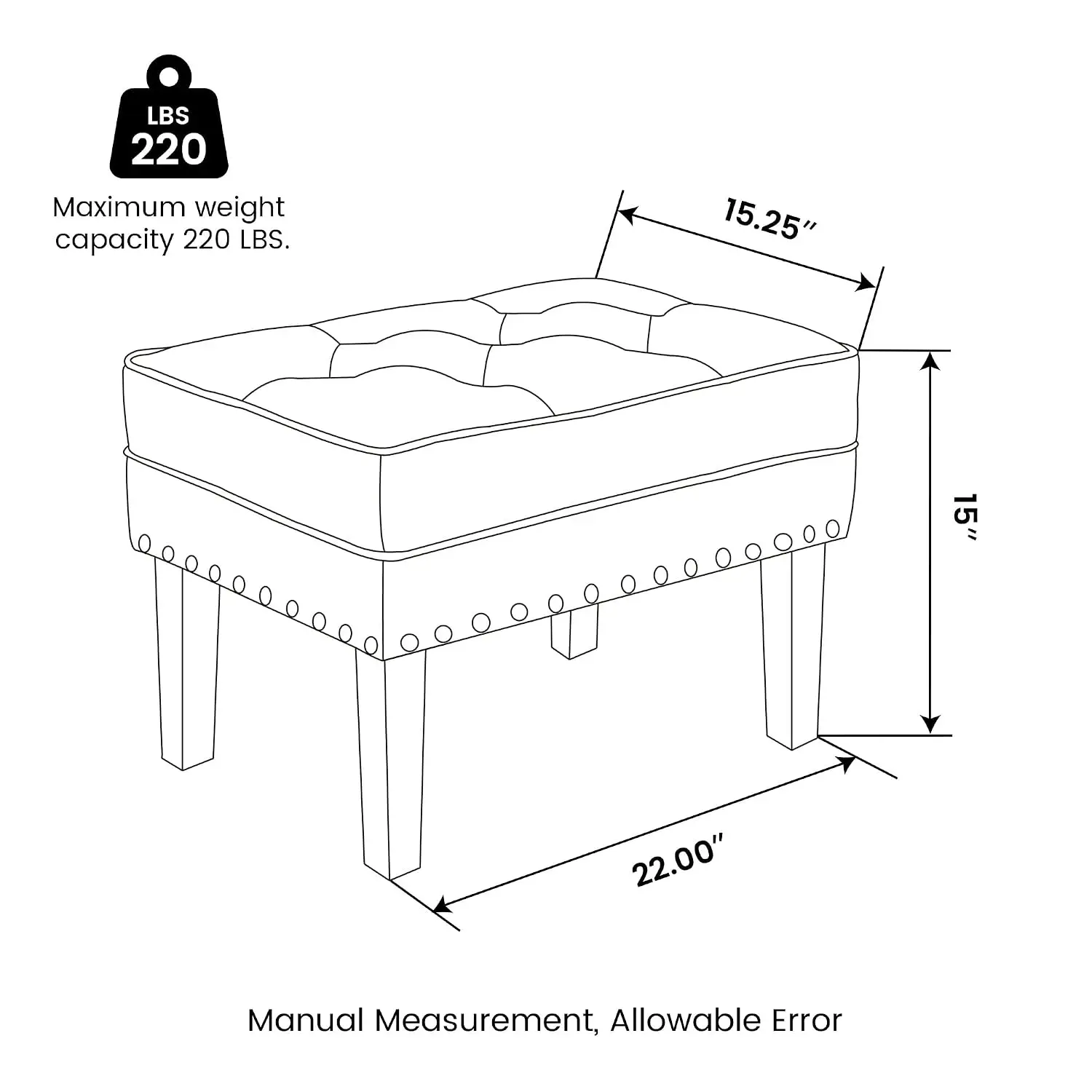 Mid-Century Modern PU Leather Vanity Ottoman Stool, Makeup Footrest Side Table for Living Room Enterway, Set of 2, Customized