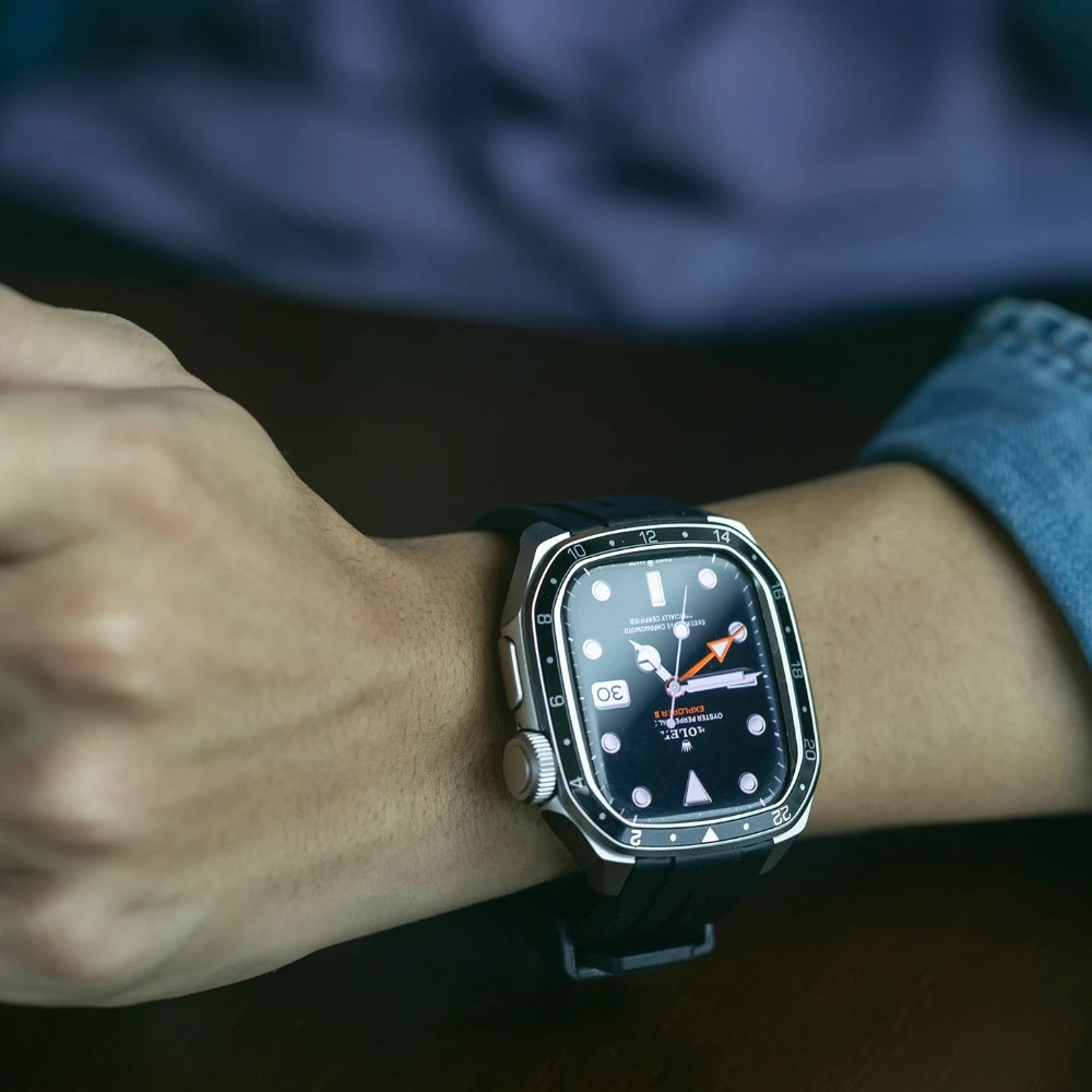 حافظة معدنية + حزام سيليكون لسلسلة ساعات أبل 11 10 46 ملم غطاء حماية مقاوم للصدمات Iwatch Series 9 8 7 45 ملم