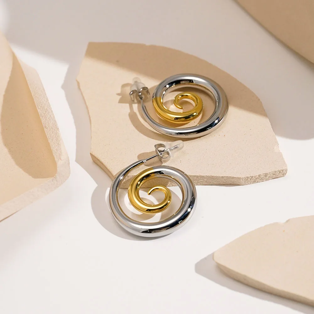 ENFASHION Aretes Match Color Vortex Stud Earrings For Women's Stainless steel 18K Gold Plated In Earings Fashion Jewelry E251685