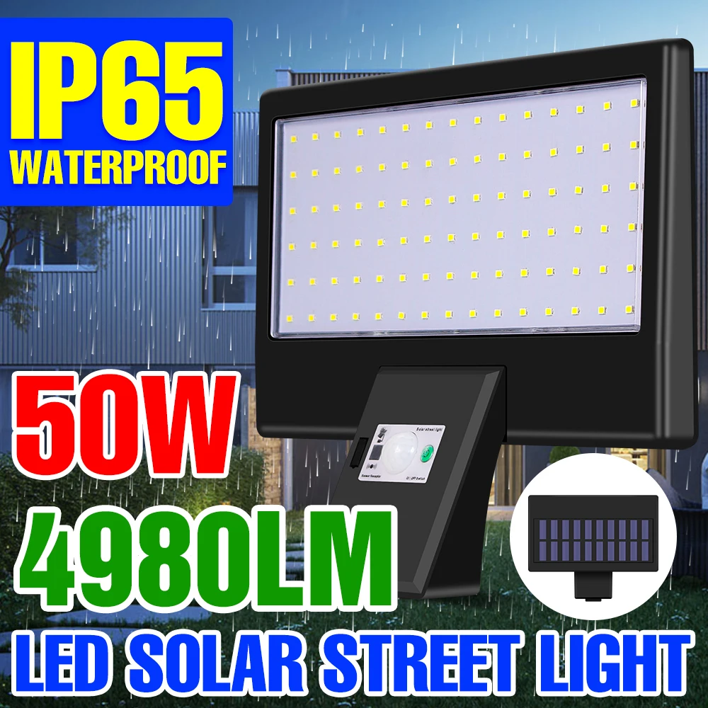 

50W Solar Light LED Outdoor IP65 Waterproof Solar Garden Lights PIR Motion Sensor Street Lamp Halloween Patio Path Yard Lighting