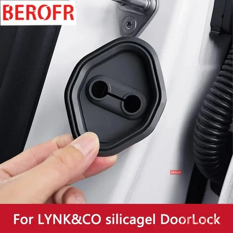 4pcs Absorber Silicone Car Door Lock Buckle Anti-collision Protective Cover For LYNK&CO 01 PHEV lynk 02 03 06 08 09 Accessories