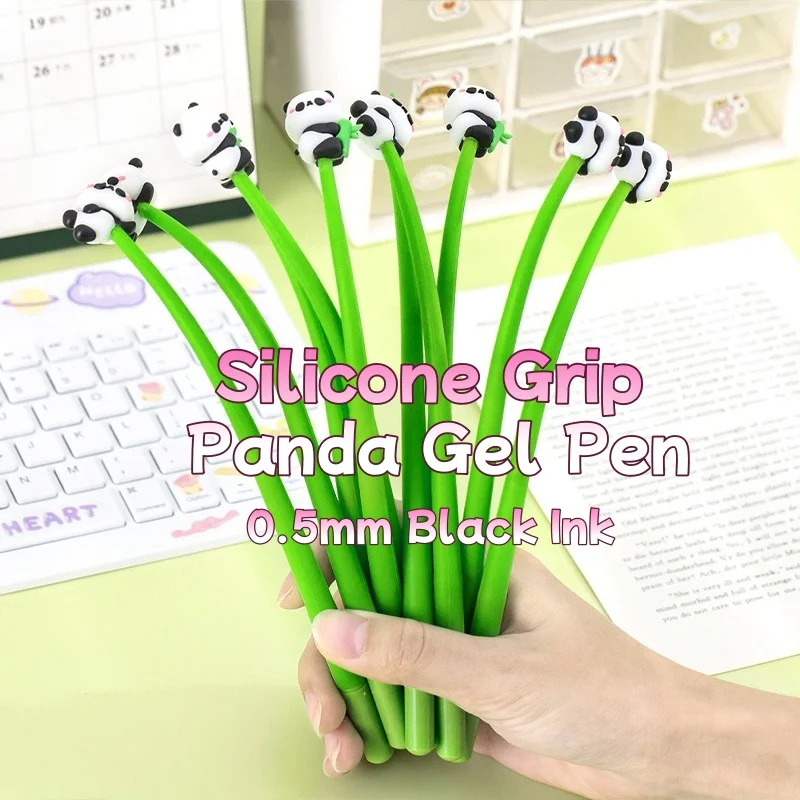 

Силиконовая гелевая ручка «Панда» для детей, 0,5 мм, черные чернила, мультяшный дизайн, отличная канцелярская принадлежность для обучения, небольшой подарок для начальной школы