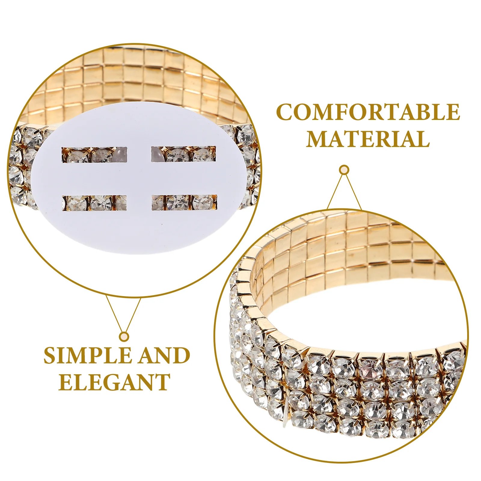 여성용 2개 세트 라인스톤 크리스탈 팔찌 DIY 탄성 손목 장식 밴드 웨딩 프로모션 파티 브라이덜 샤워 액세서리