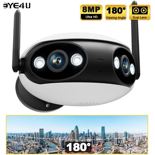 Imagen 1 del producto Cámara de Seguridad 4K 8MP para Exteriores, WiFi, Doble Lente, Videovigilancia, Hogar Inteligente, 180° ° Cámara Web con Vista Panorámica de Gran Angular, Puerto USB, Alimentación por USB