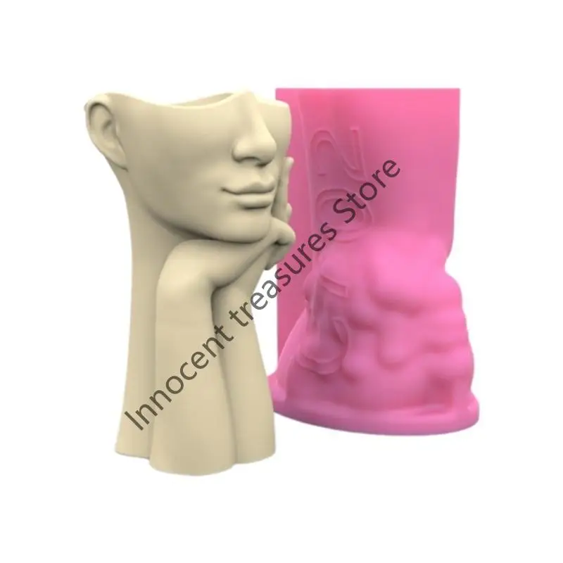 

3XUA Silicone Molds Resin Casting Mold Home Decorations Abstract Face Cup Mold