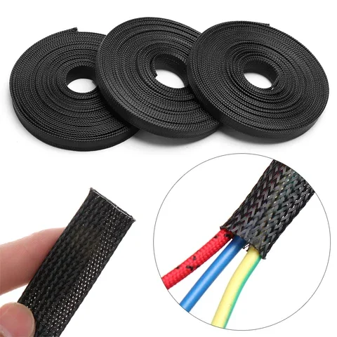 

10M Black Insulated Braid Sleeving Flexible Cable Organizer PET Braided Sleeve Wire Protect Diameter 2/4/6/8/10/12/15/20/25mm