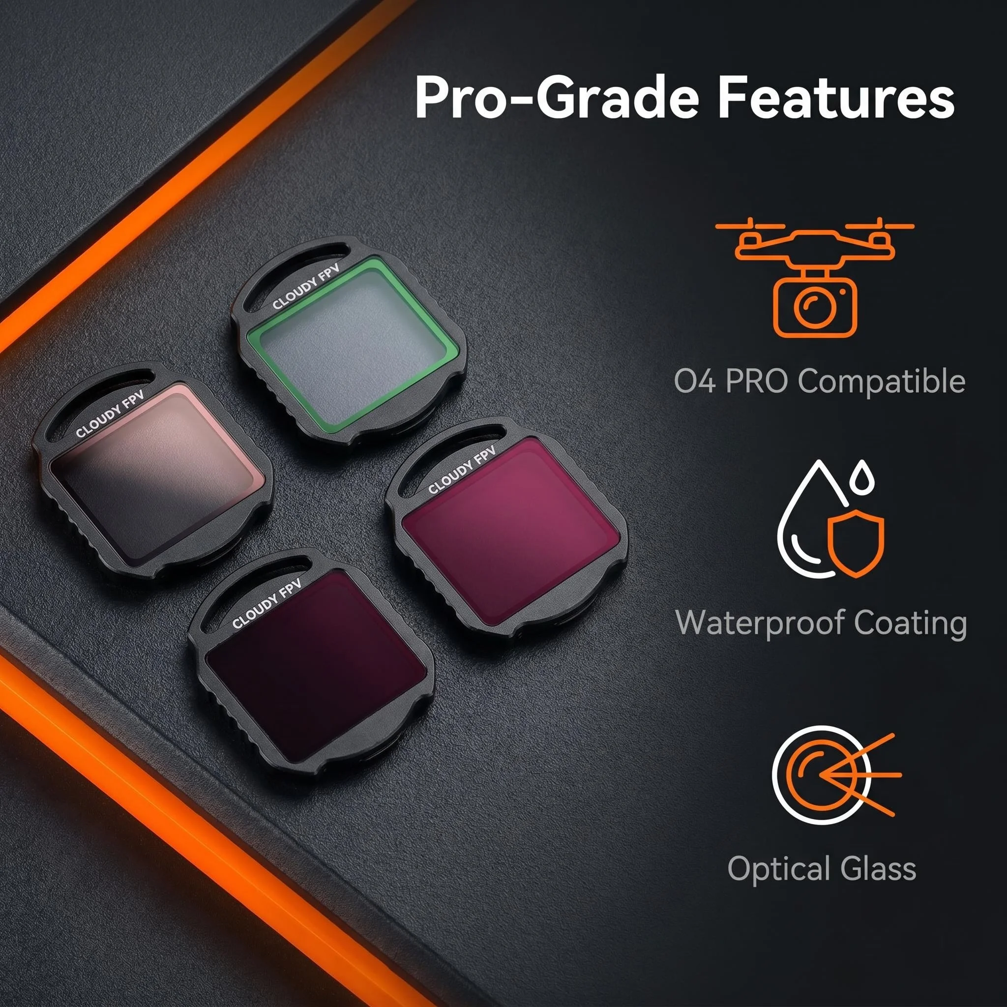 Cloudy FPV UV & ND Light Reduction Filter for DJI O4 PRO, Optical Glass, Double-Sided Waterproof Coating, Thickened Design