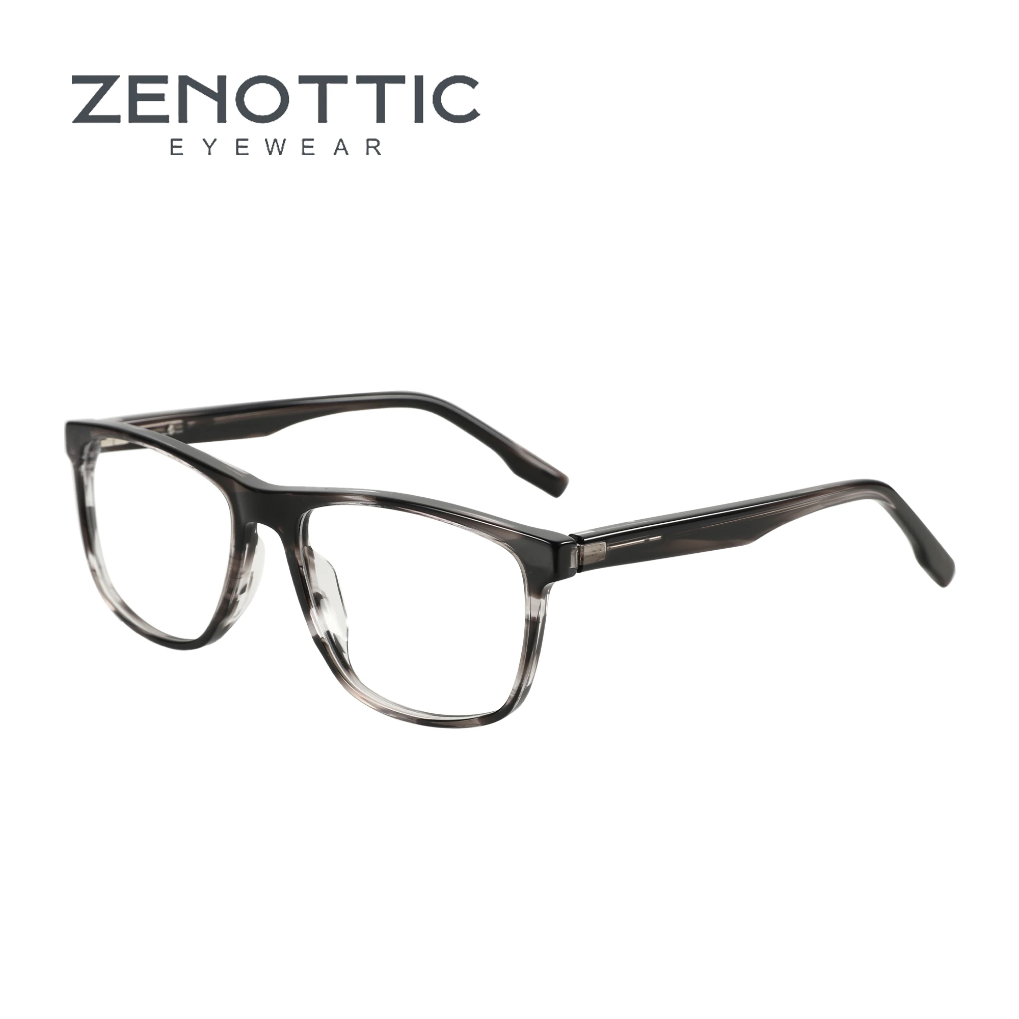 ZENOTTIC New Stylish Square Glasses Fashion Eyewear Acetate Non-Prescription Eyeglasses for Men Optical Glasses Frame