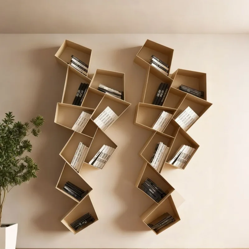 Creative wall-mounted paint bookshelf household special-shaped small bookcase living room shelf art background decorative shelf