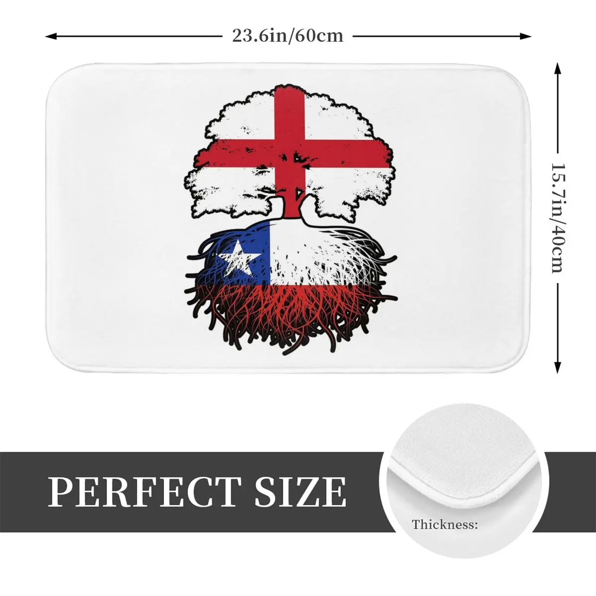 Chile Chilean English England Tree Roots Flag Non-slip Doormat Floor Mat Mat Carpet Rug for Kitchen Entrance Balcony Footpad Mat