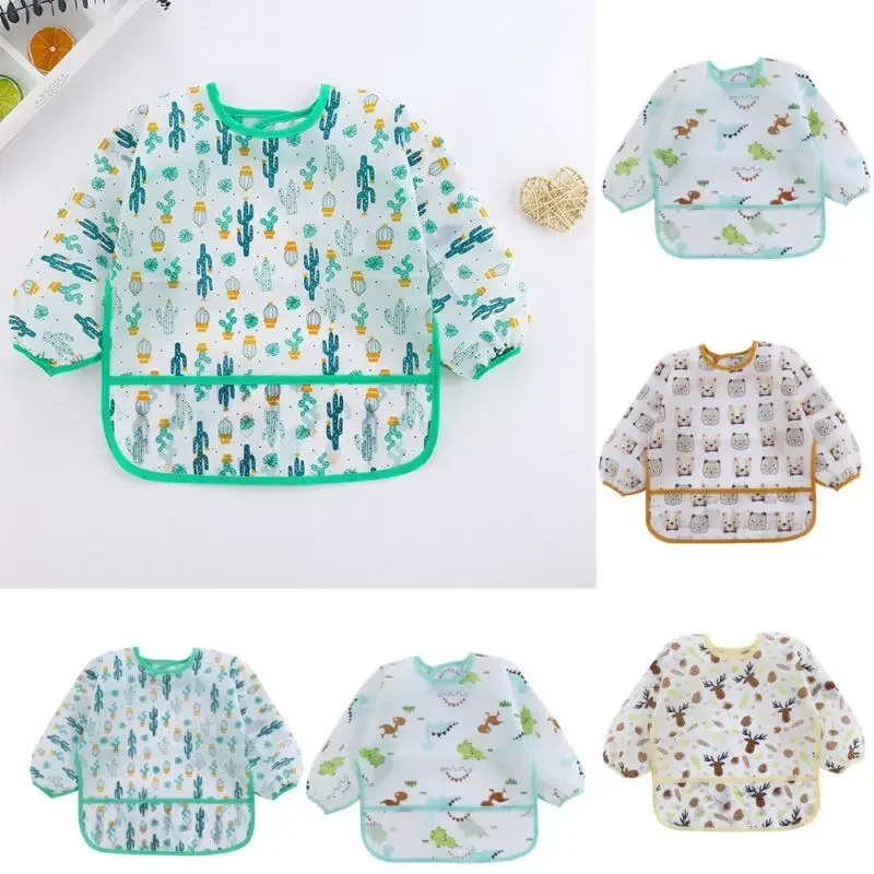 ผ้ากันเปื้อนเด็กใหม่น่ารักเด็กทารก Stuff เด็กวัยหัดเดินกันน้ําแขนยาว Art Smock Feeding Bib ผ้ากันเปื้อนสําหรับเด็ก 0-6 ปี