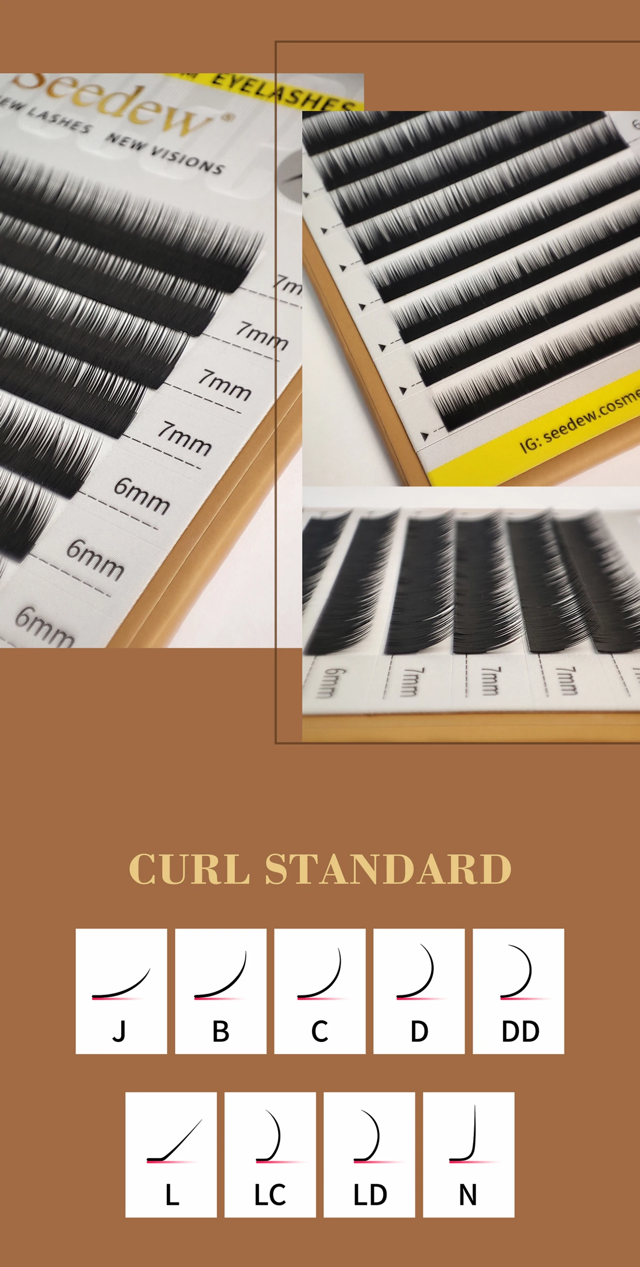 SEEDEW 0.10/0.15/0.20 J/B Curl Unterwimpern für Wimpernverlängerungen Make-up 5/6/7mm Wimpern-Zubehör Super Weich Natürlich – Detail 3