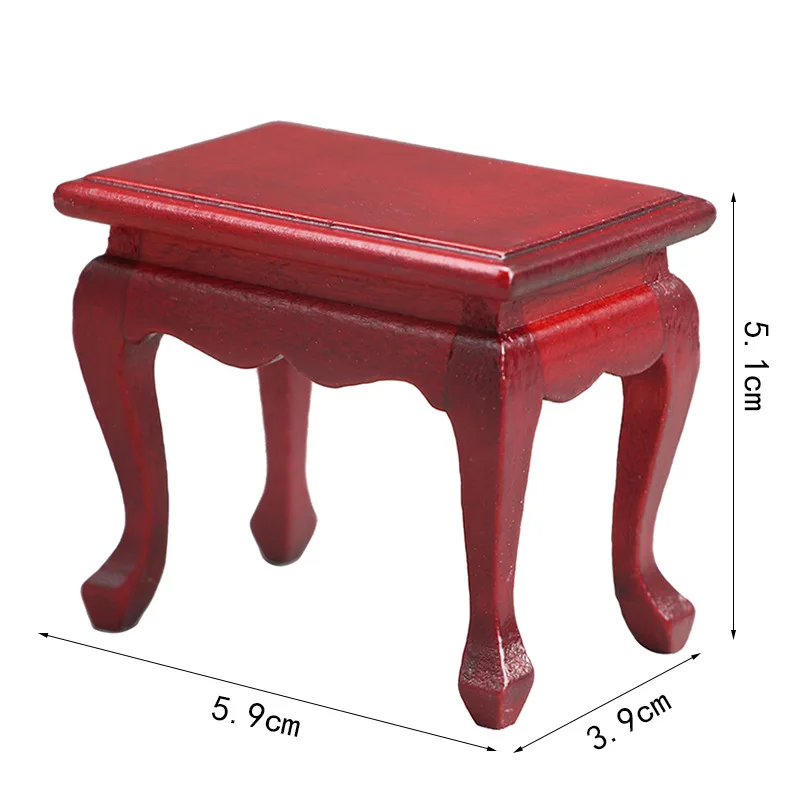 1:12 인형집 미니어처 유럽 클래식 스툴 세트 - 나무 사이드 테이블, 다채로운 색상의 평범한 인형집 가구 모델
