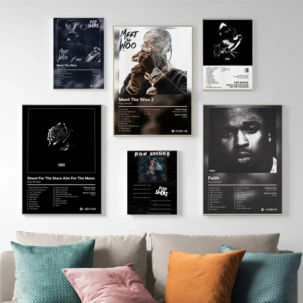 New Pop Tracklist Smoke Shoot For The Stars Music Album Cover Poster Prints Wall Art Painting Picture Photo Gift Room Home Decor