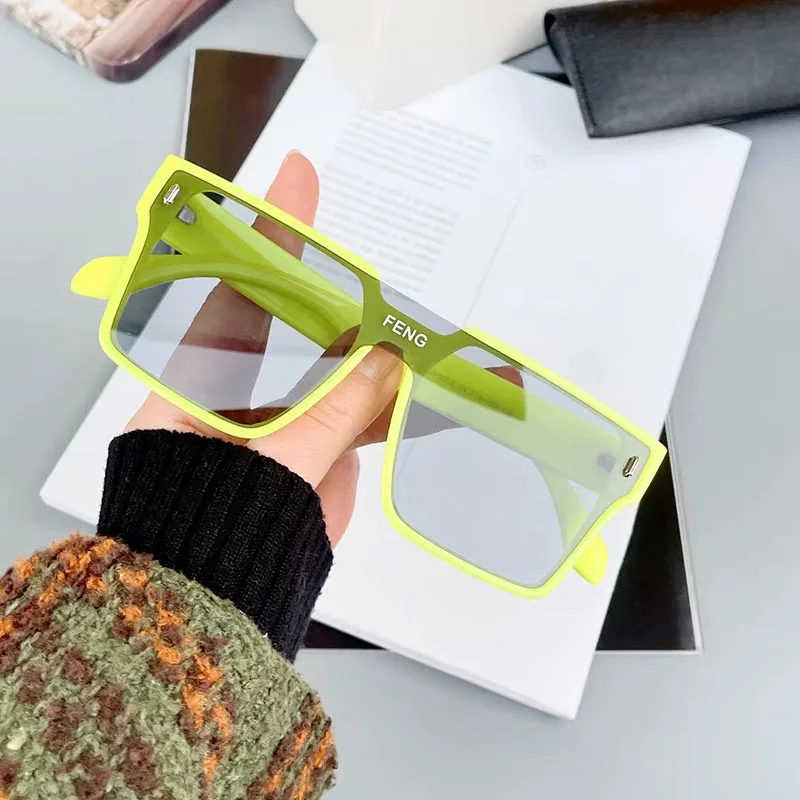 Oversized Sunglasses Square Women Sun Glasses Female Eyewear Eyeglasses One Piece Frame UV400 Shade Fashion Men Driving Glasses