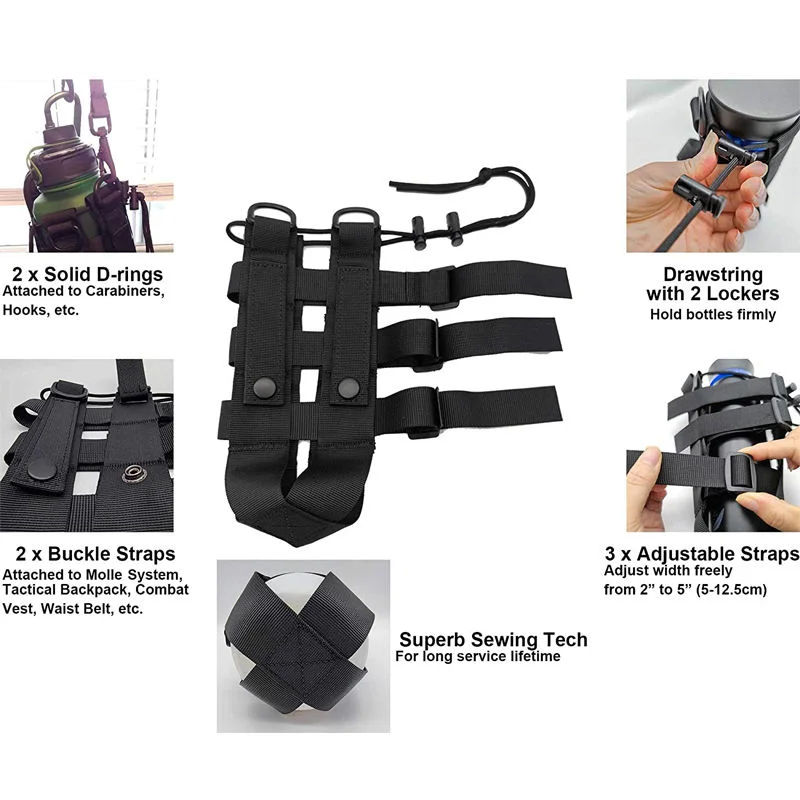 Adjustable Water Bottle Holder Pouch Outdoor Sports Kettle Holder Bag up to 2000ml Bottle for Camping Fishing Hiking - Image 6