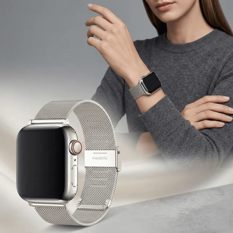 Edelstahlarmband für Apple Watch 44mm 40 45 41 38 49 42 46mm Milanese Loop für iWatch Series 12 11 10 9 8 7 6 5 SE 4 3