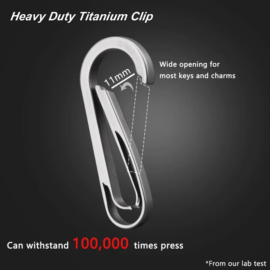 مشبك سلسلة مفاتيح من التيتانيوم مع حلقة مفاتيح 2 Ih مشبك مفاتيح صغير عالي التحمل مشبك حزام للمفاتيح