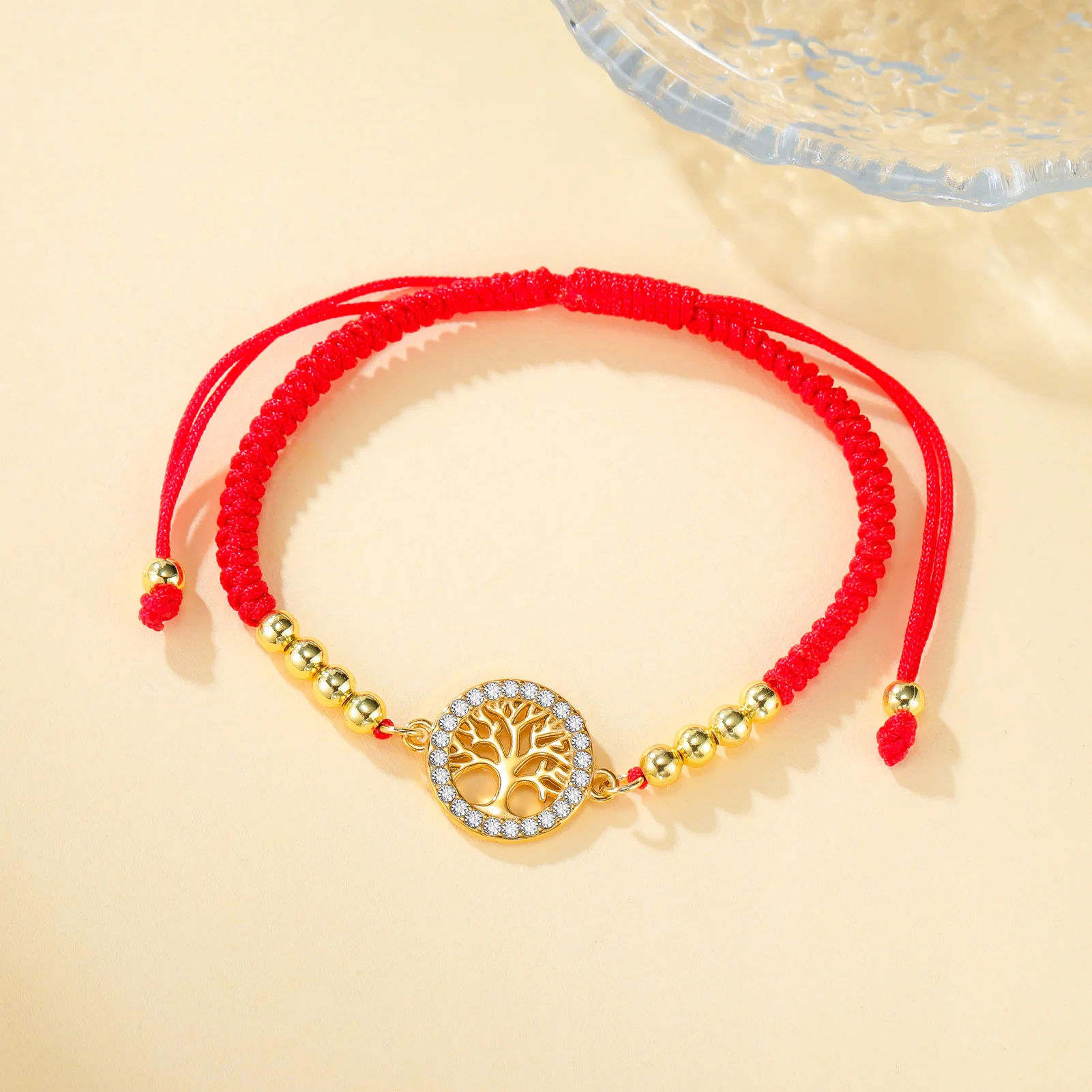 Tree Of Life Bracelet For Women Men Zircon Round Charm Braided Rope Adjustable Bracelet Wristband Lucky Protection Jewelry Gift