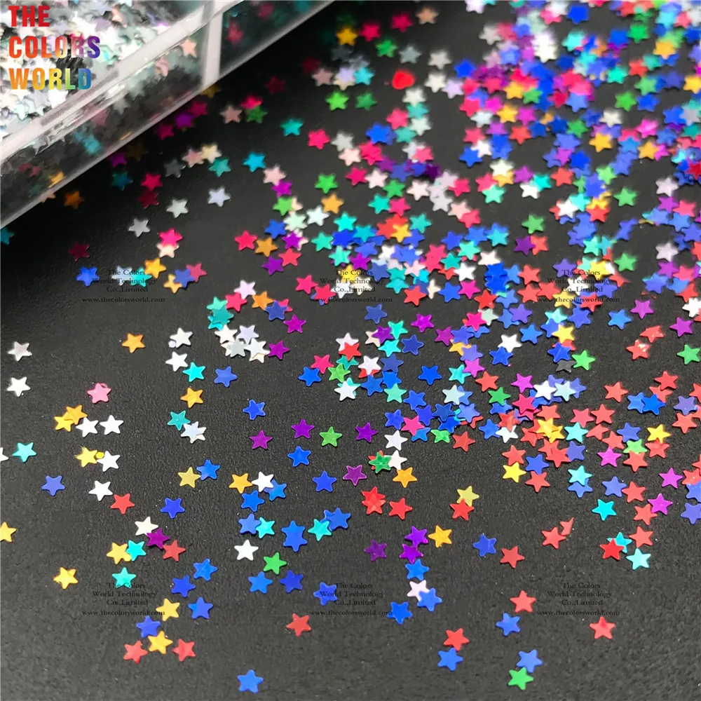 TCT-890 Holographic Star Glitter Smallest 1MM Size Paillettes For Nails Beauty Lady Manicure Wedding Decoration Confetti Craft