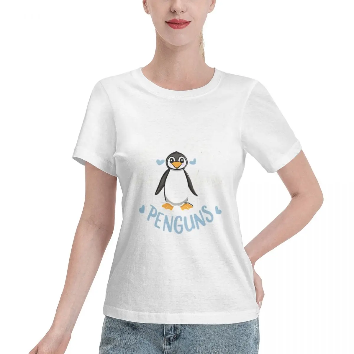 Multi Occasion Just A Girl Who Loves Penguins Women's T-shirt Aesthetic Outfit Ladies Tee