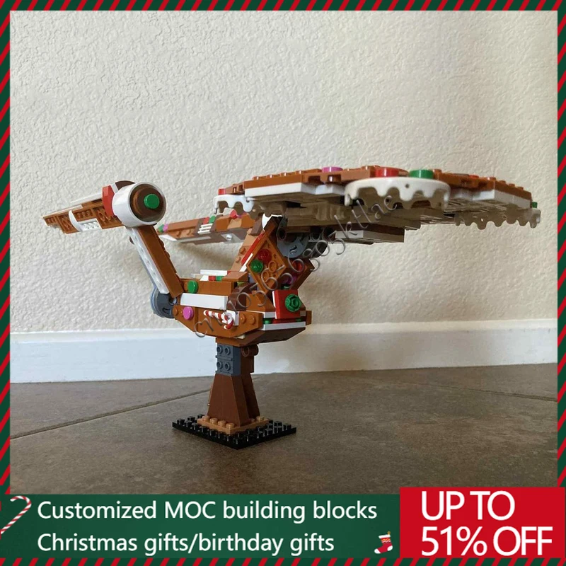 458 قطعة MOC تخصيص الزنجبيل طائرة حربية NCC 1701 الإبداعية بنة نموذج الأطفال التعليمية التجمع لعبة مهرجان هدية